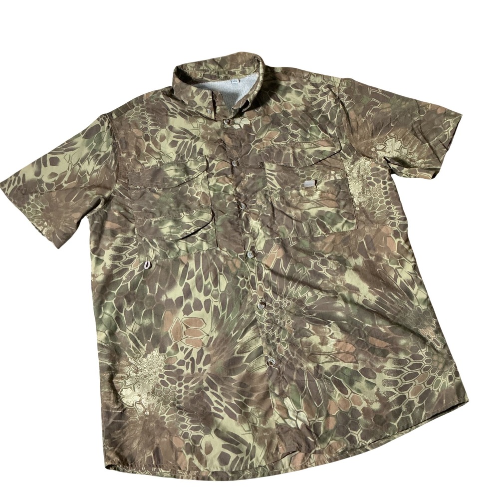 PFG Cooling‎ Tech Mens Gorpcore Kryptek Camo Fishing Shirt Vented Back Large